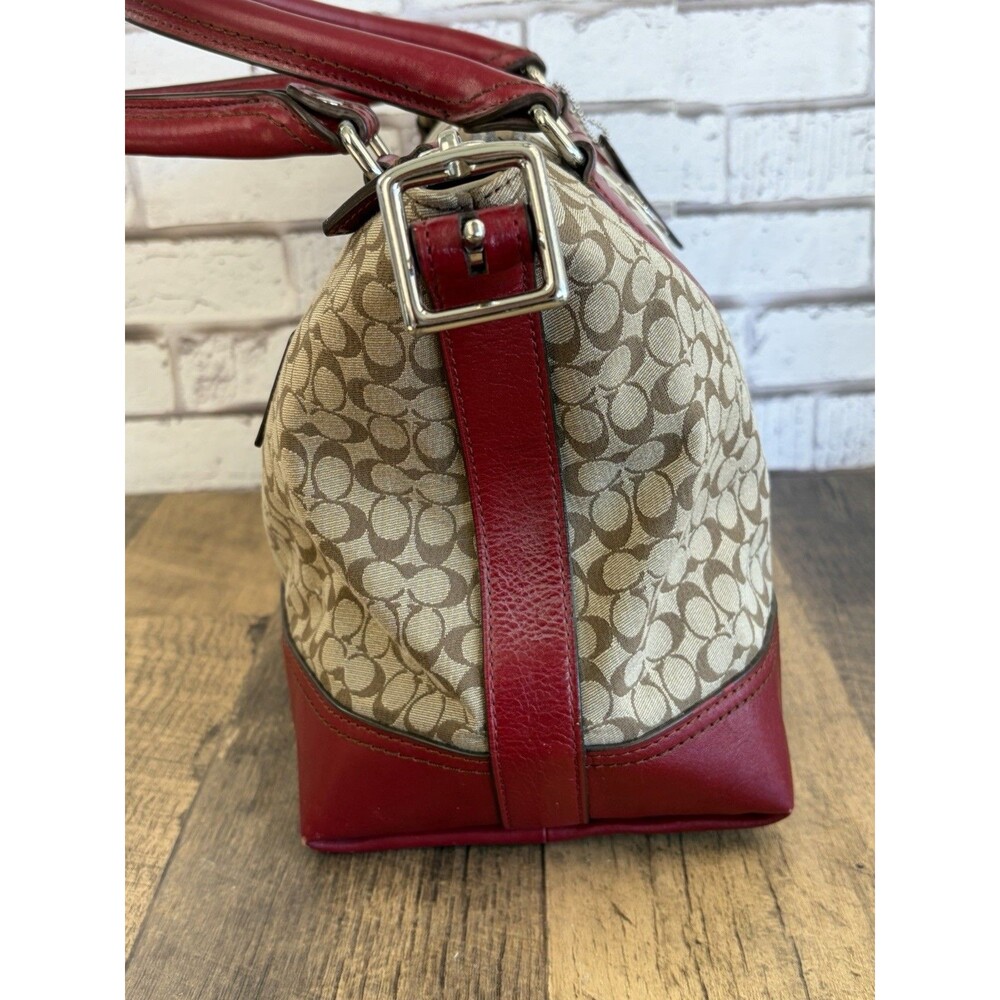 COACH LEGACY Red/Khaki Jacquard Signature Stripe Molly Two way Satchel 21154 - Picture 5 of 16